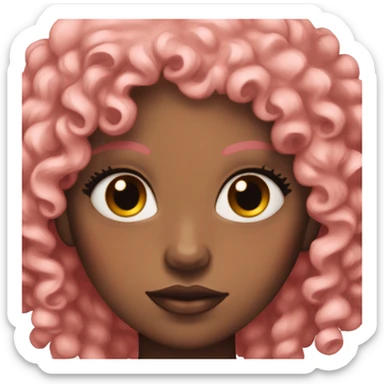 light pink curly hair , black woman, red eyes, succubus. sticker