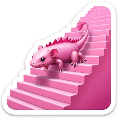 Axolotl on pink stairs sticker