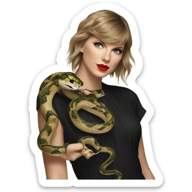 Taylor Swift with a snake in reputation album sticker