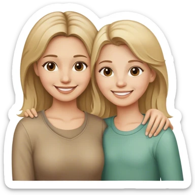 Mom and daughter with dirty blonde hair smiling together sticker