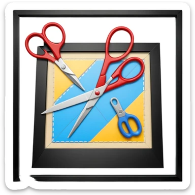 Représente moi une création de maquette avec des ciseaux du papier du scotch du fil etc sticker