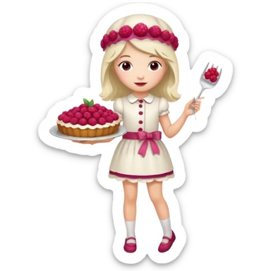 Raspberry torte human full body and legs girl with a raspberry barrette on her head sticker