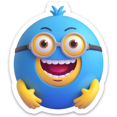 3d sphere with a cute yellow minion face, smiling with teeth sticker