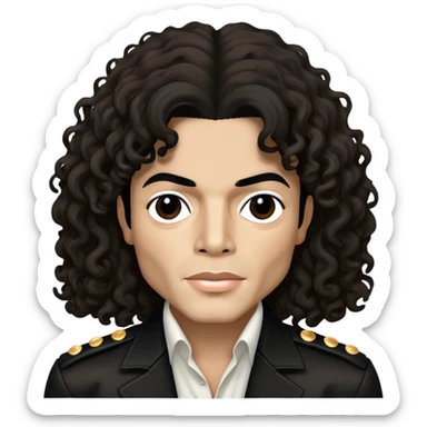 michael jackson with long, curly hair. bad album era.  sticker