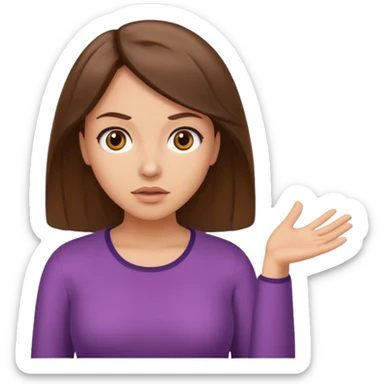 Woman shrugging with brunette hair and light tan skin sticker