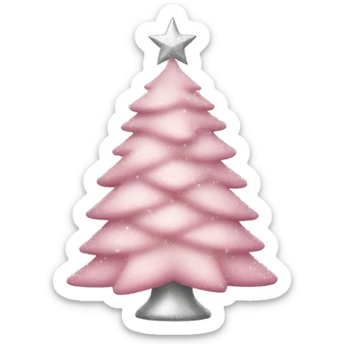 Light pink Christmas tree with silver sparkly lights sticker
