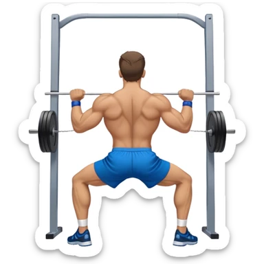 back view of buff man with blue shorts doing cable face-pulls exercise sticker