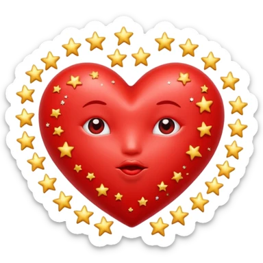 Red kissing heart surrounded by stars sticker