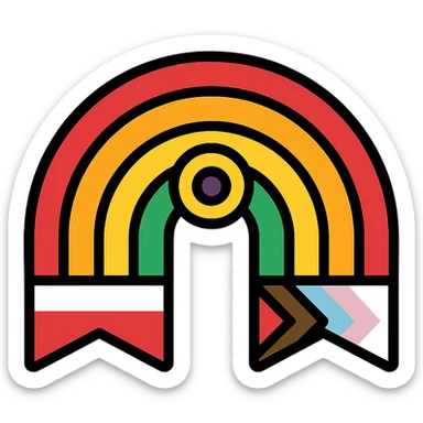 a flat design classic rainbow shape with stripes in the intersex inclusive progress pride flag colors, no background sticker