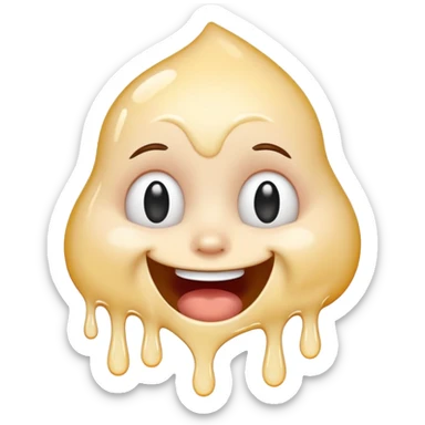 una faccina felice che si scioglie insieme a un liquido bianco sticker