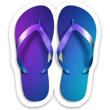 Realistic dark purple to blue ombre flip flops with metallic silver accents. sticker