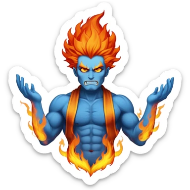 Hades blue god with flaming hair sticker