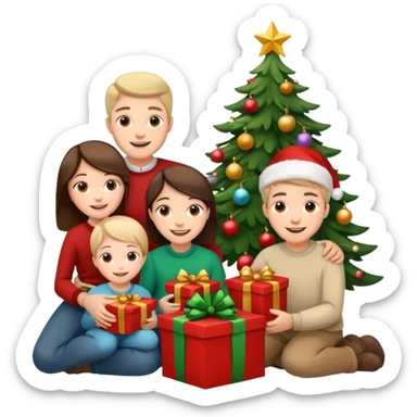Family Xmas under tree sticker