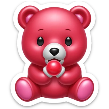 Gloomybear red bubblegum in mouth sticker