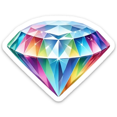 Cinematic Realistic Diamond Emoji, Brilliant and sparkling, with perfectly cut facets reflecting light in dazzling rainbows, resting upon a soft velvet background. The sharp, clean edges reflect light in every direction, creating a mesmerizing shine. Soft glowing outline, capturing the essence of timeless luxury and radiant beauty in a single, flawless diamond! sticker