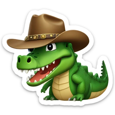 crocodile wearing cowboy hat and boots sticker