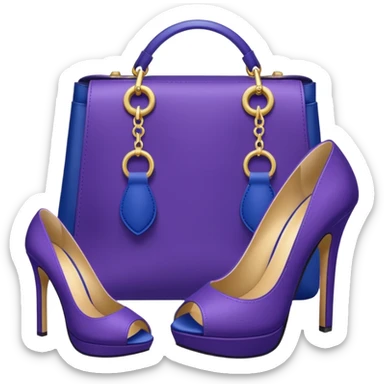 royal purple heels, cosmetics 💄 and deep blue bag emojis sticker