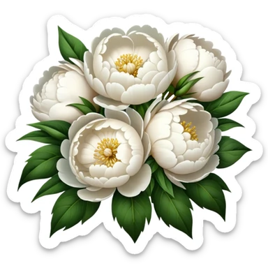 White peonies bouquet  sticker