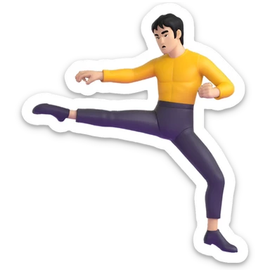 Bruce Lee performing his famous one-inch punch martial arts move sticker