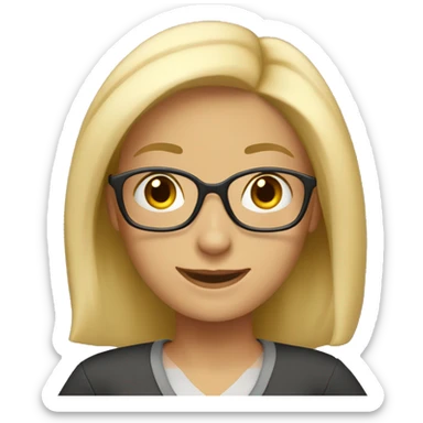 Teacher woman happy blond mid length hair sticker