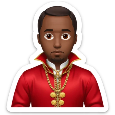 P.Diddy with dark brown hair, red outfit sticker