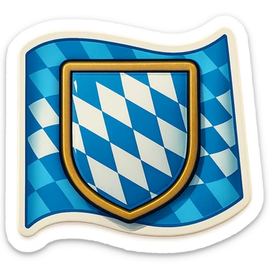 Bayern (Bavaria) blue and white lozenges shield, less cartoonish, with the Bavarian flag as background, retro stickers style, no text sticker