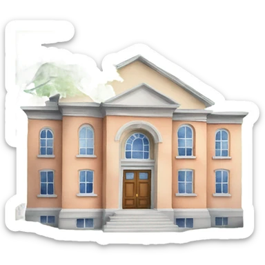 Watercolor paint school building sticker