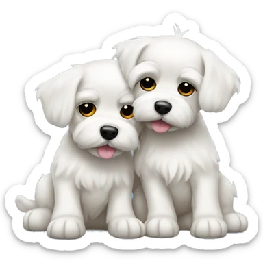 Tow Maltese dogs hugging each other  sticker