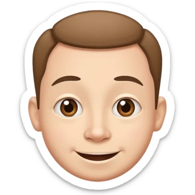 Funny caricature style cartoon, big head small body, happy face sticker