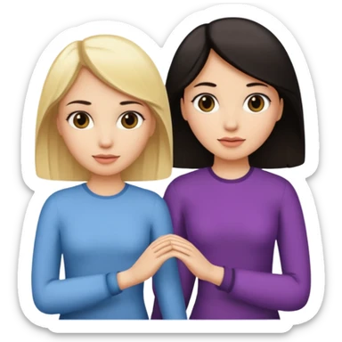 blonde woman holding hands with a dark-haired woman sticker
