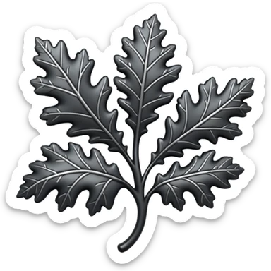 Black and silver filigree Oak leaf, 3D, extremely detailed design sticker