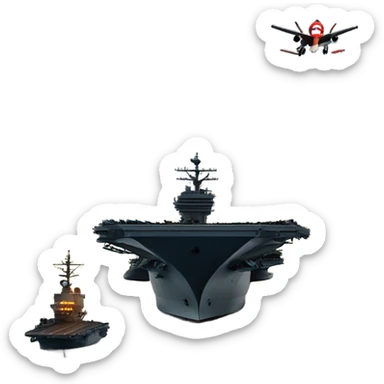 Aircraft carrier with Santa landing on it sticker