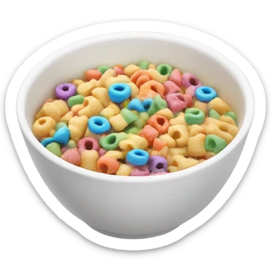 A bowl of rainbow cereal WITH MILK  sticker