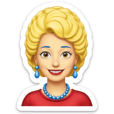 Marge Simpson, yellow skin, tall blue beehive hair, red pearl necklace sticker