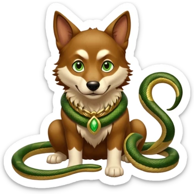 loki god of mischief as a dog. he as snakes.  dynamic pose sticker