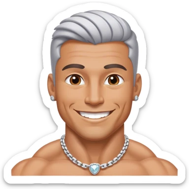 smiling muscular man with  silver jewelry sticker