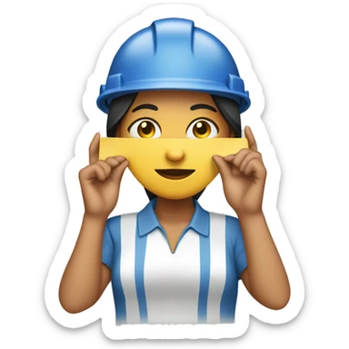 Hispanic construction woman holding a out blueprint covering half her face sticker