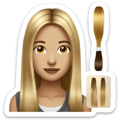 girl bong balayage brown to golden blonde caucasian straight hair sticker