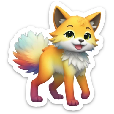 shiny, colorful, gradient, Kemono-style, Chibi, Anthro-Fur-Sona-Fakémon, Full Body sticker
