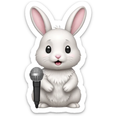 white bunnie singing to mic sticker