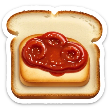slice of bread with with a squeeze of tomatoe sauce on top sticker