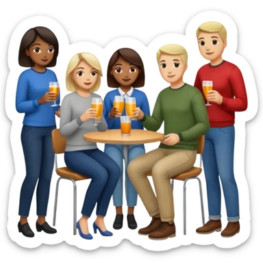 A large crowd of adults in casual clothing at an afterwork meeting sticker