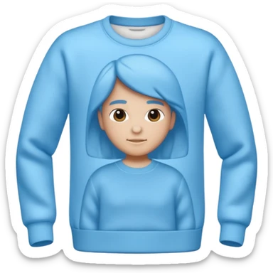 sky-blue sweater with light fabric folds and soft shading, casual style, Memoji-style rendering. sticker