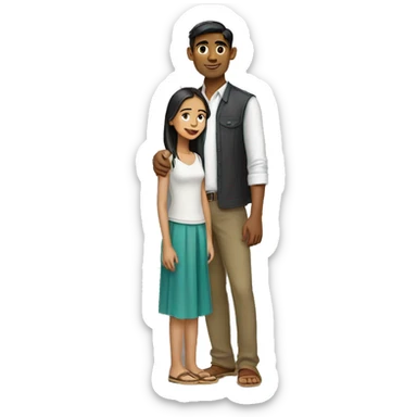  Tall young Indian man with short white Cambodian girl sticker