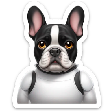 Black & white frenchie with baymax costume sticker