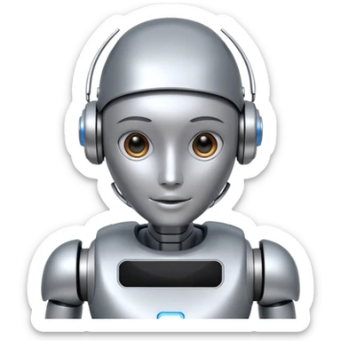 artificial Inteligence robot that is working in customer care and checking social media sticker