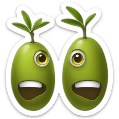stack of two olives but one is feeling weird sticker