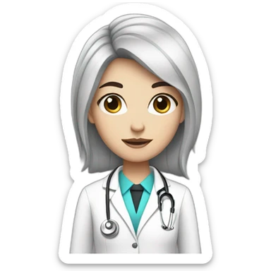A white girl with black hair dressed like a doctor sticker