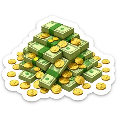 It's an image of money such as coins and bills, but there's only one or two neatly sticker