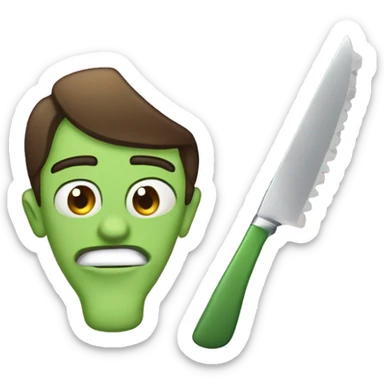 make me an emoji with this face: 🙂 with a martini glass in one hand and a large kitchen knife in the other sticker